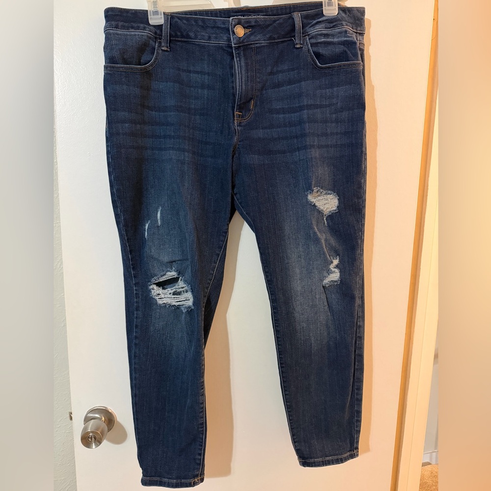 Maurices Dark Blue Distressed MidRise Jeans